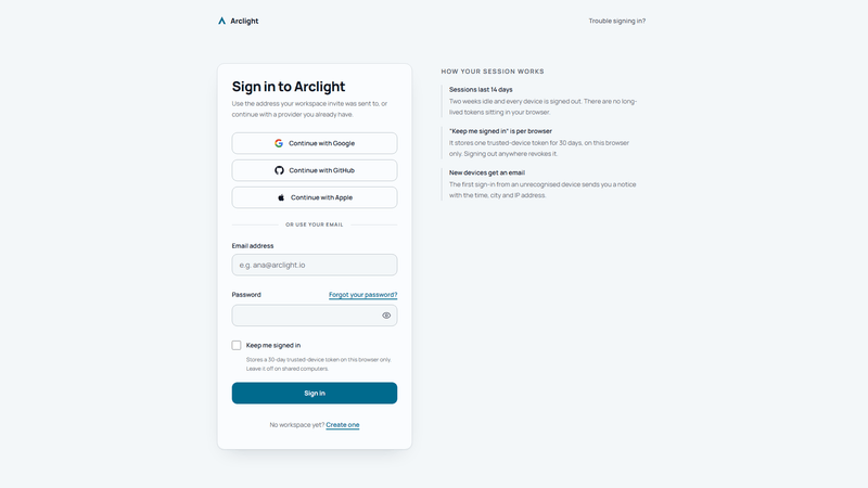 Arclight — screenshot